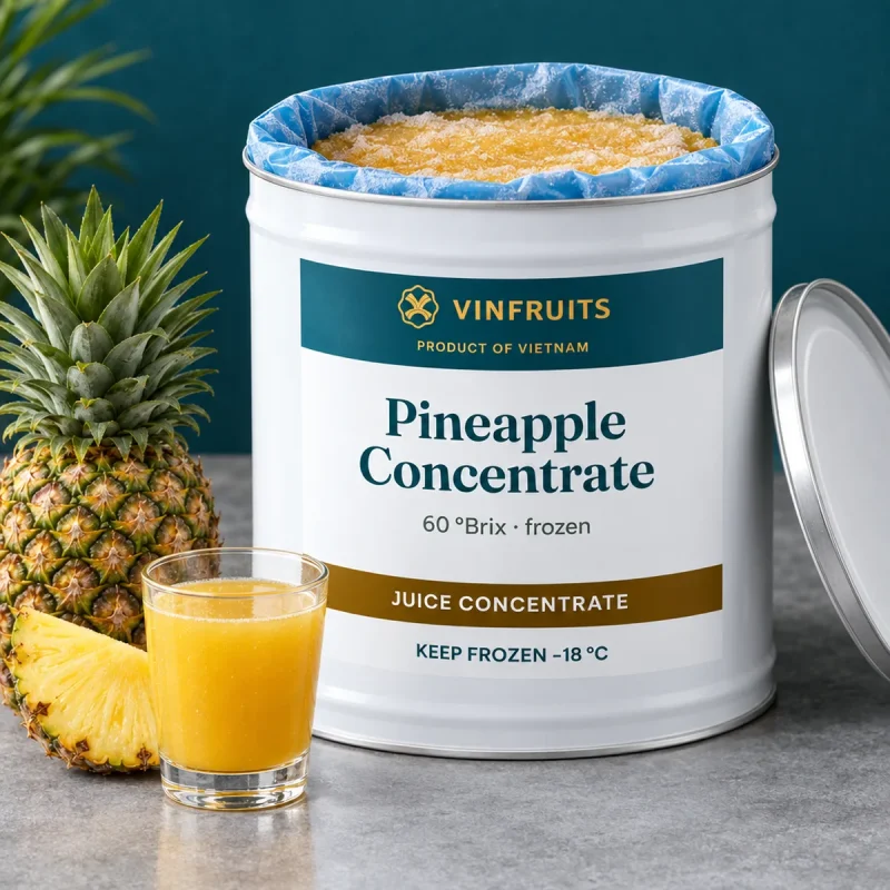 Pineapple Juice Concentrate, frozen, in a VinFruits drum